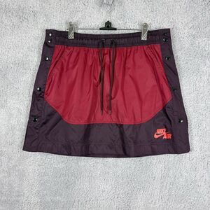 Nike Air Women's Side Snap Mini Skirt Size L Red Maroon Sporty Athleisure Summer